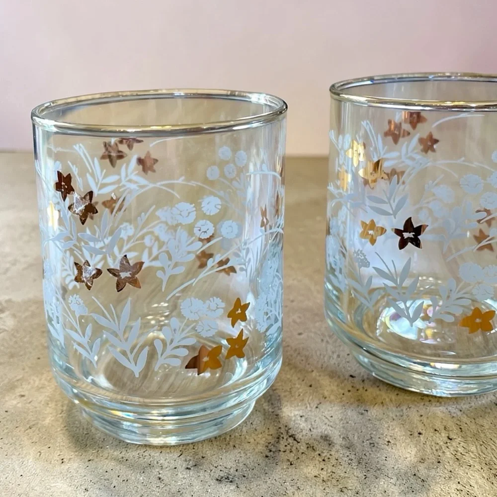 Libbey vintage juice glasses, set of 5, gold trimmed,1970’s? Excellent condition